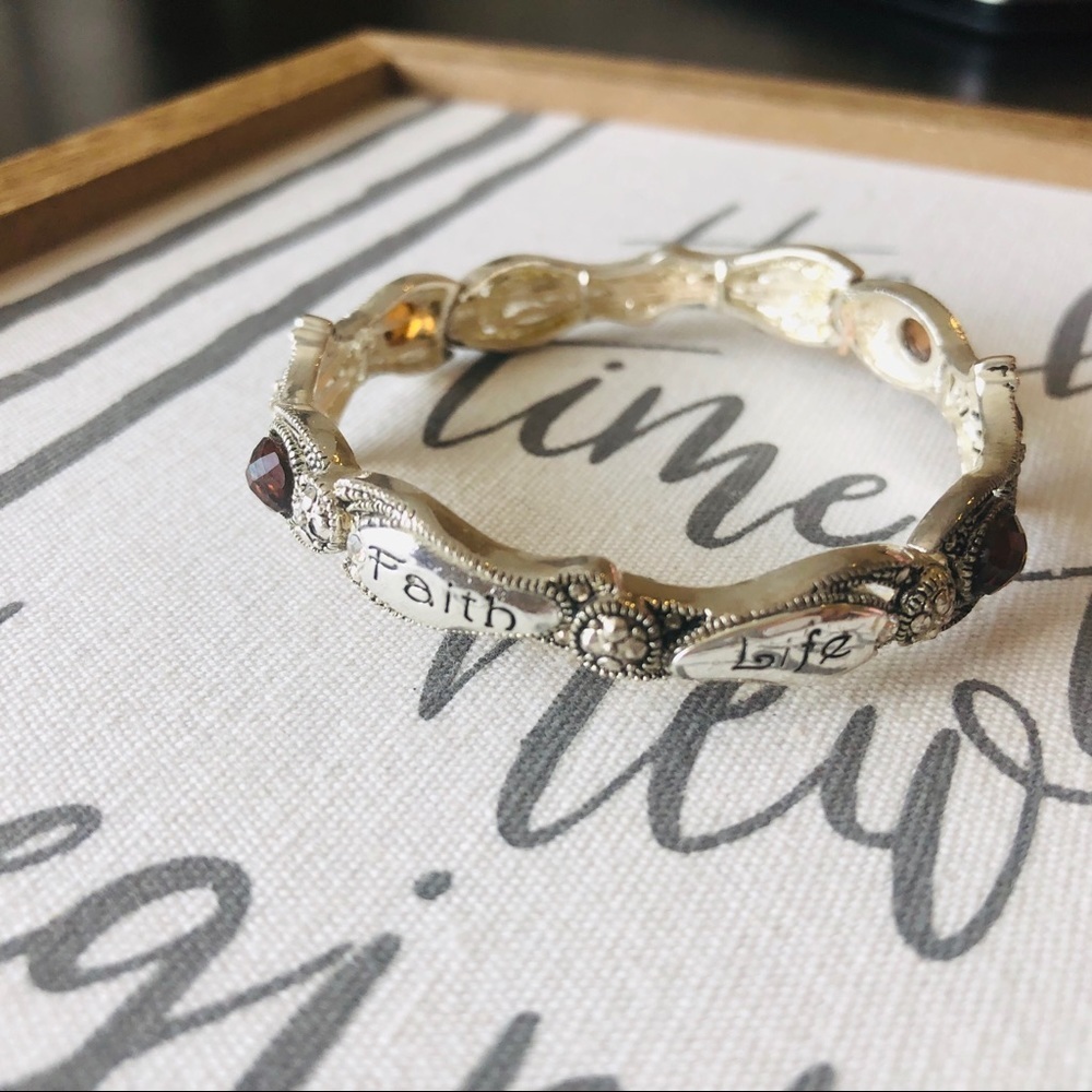 🌸Vintage 90s bracelet stretch faith life purple